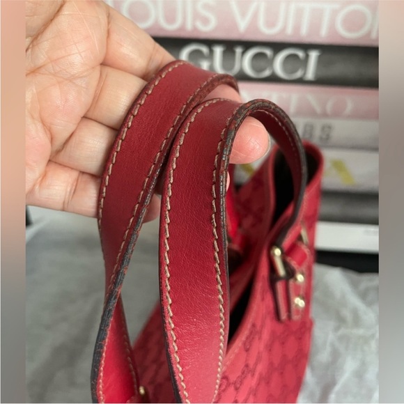 🍒 Authentic Gucci Red Sherry line canvas 257249 Tote and Jackie 05474 Bifold🍒 - Picture 3 of 14
